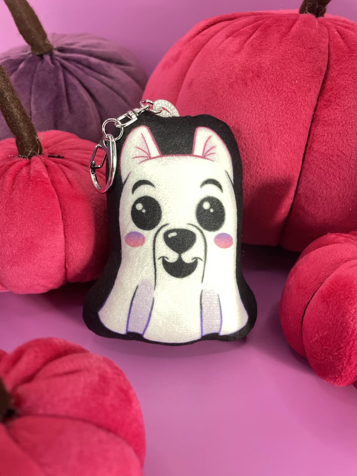 Ghost Pup Pillow Keychain
