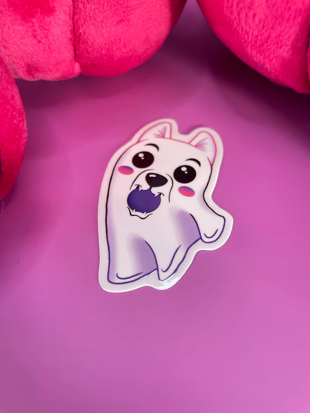 Playing Ghost Pup Sticker Shadowolf Art