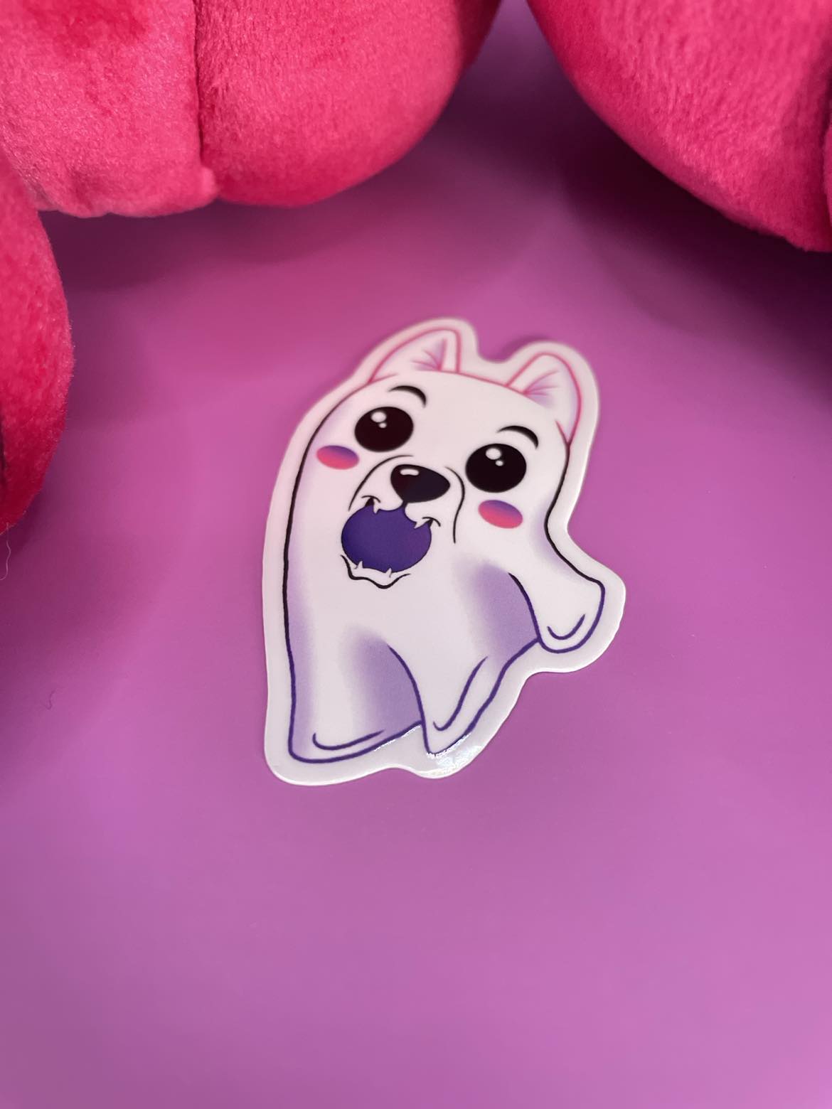 Playing Ghost Pup Sticker Shadowolf Art