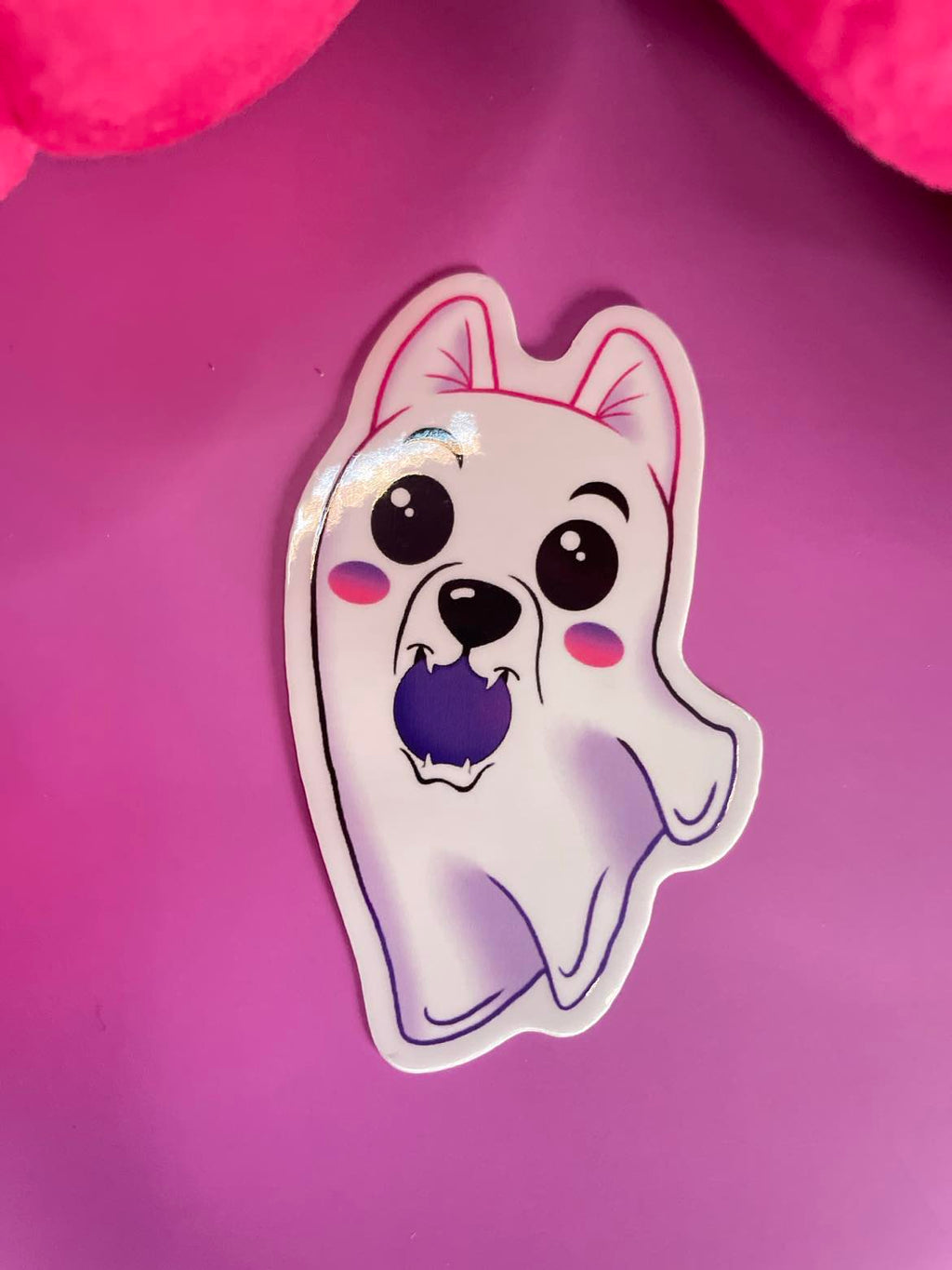 Playing Ghost Pup Sticker Shadowolf Art