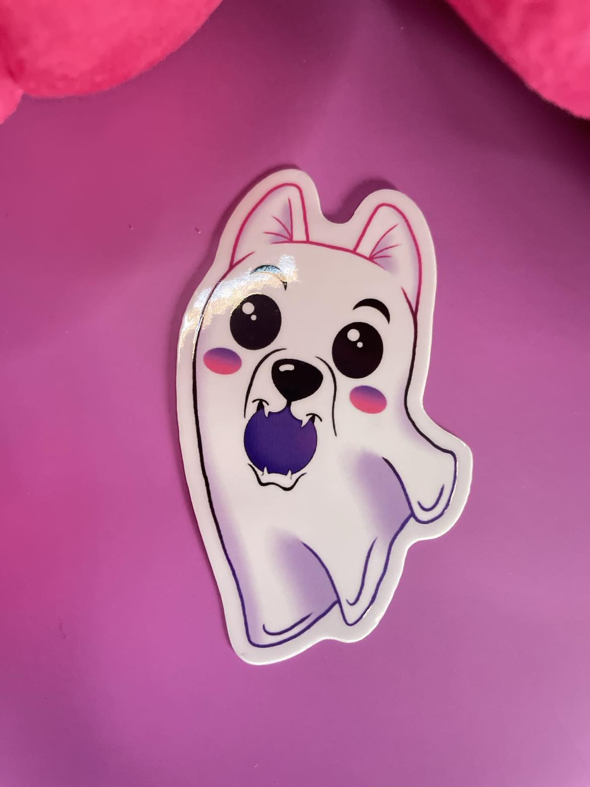 Playing Ghost Pup Sticker Shadowolf Art