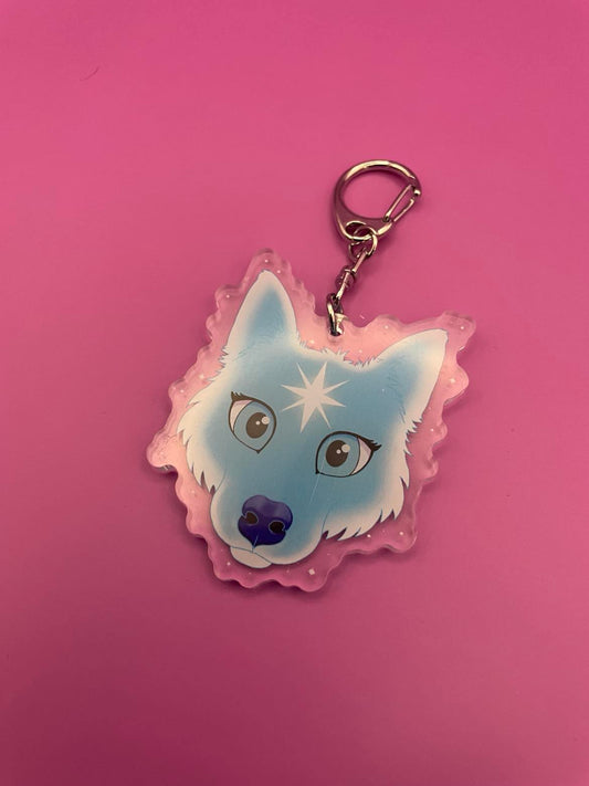 Cute Star Wolf Face Charm / Keyring