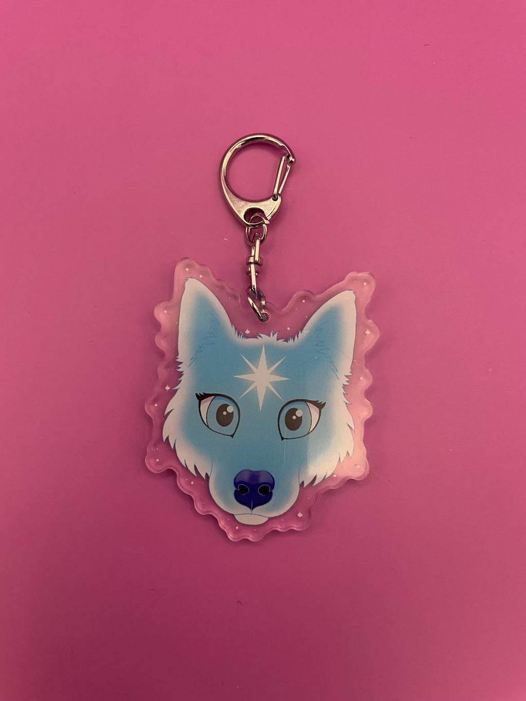 Cute Star Wolf Face Keychain Shadowolf Art