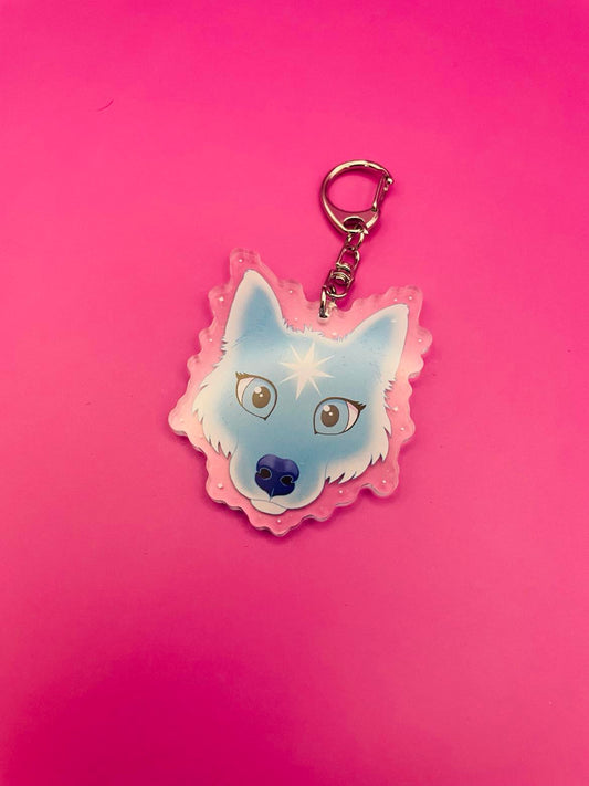 Cute Star Wolf Face Charm / Keyring