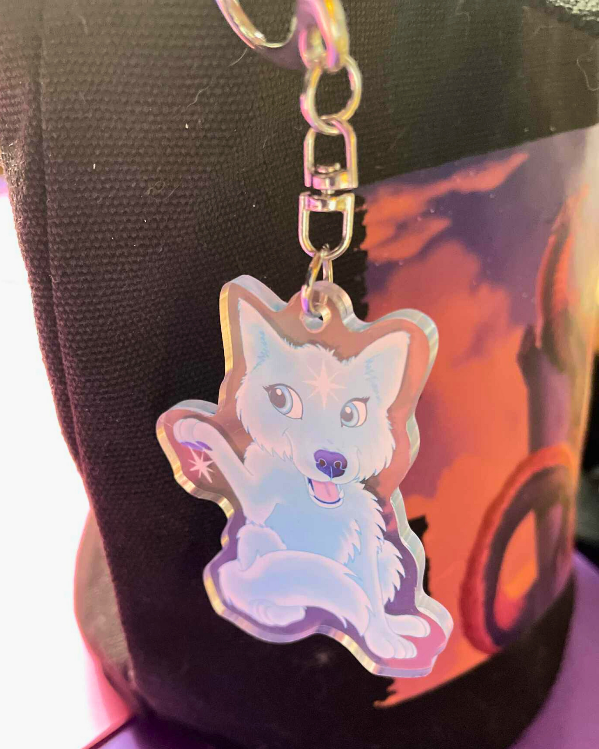 Cute Star Wolf - Wolf Keychain Shadowolf Art