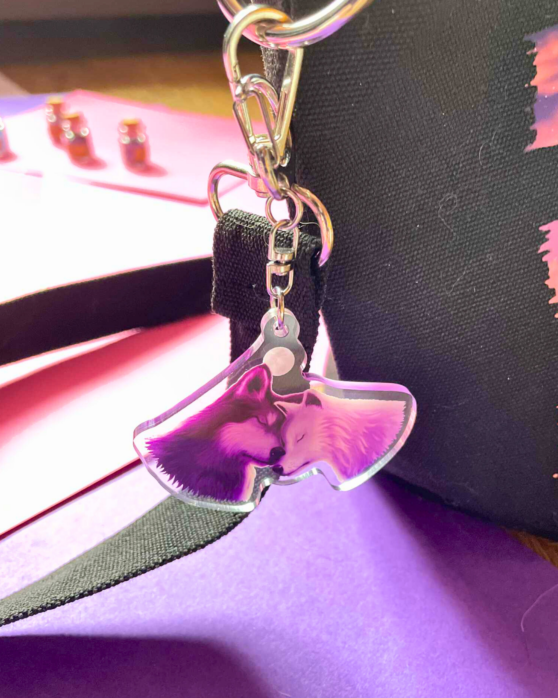 Two Wolves - Wolf Keychain Shadowolf Art