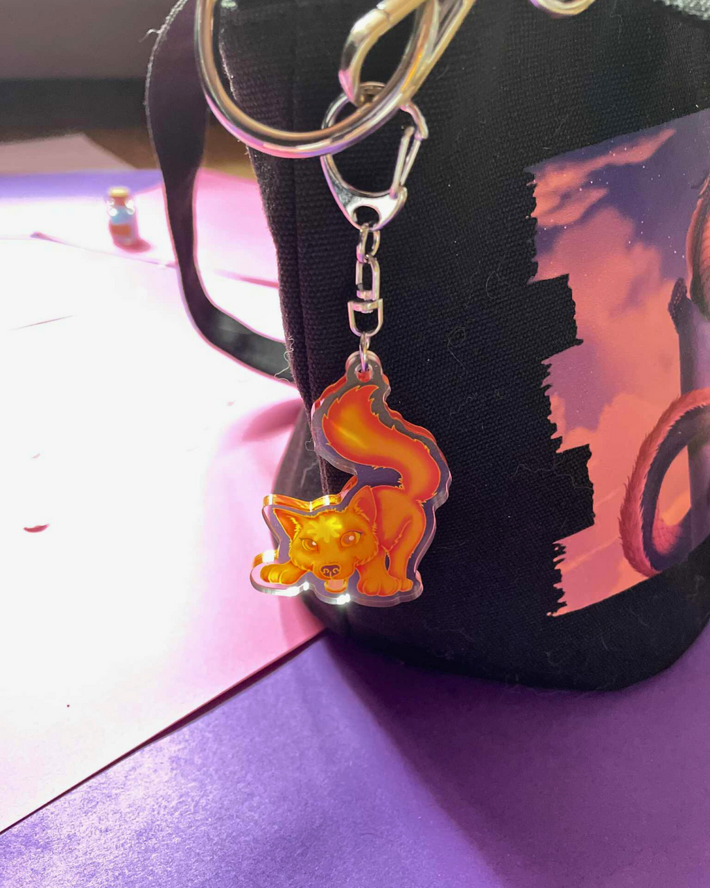 Cute Solar Wolf - Wolf Keychain Shadowolf Art