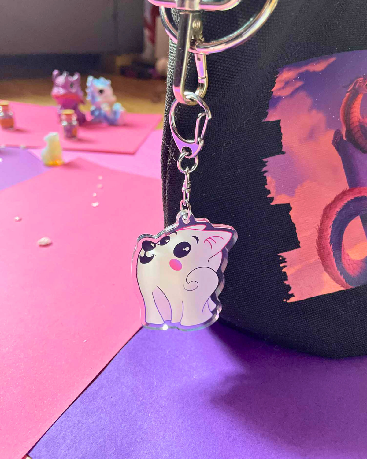 Ghost Pup Tail - Fantasy Keychain Shadowolf Art