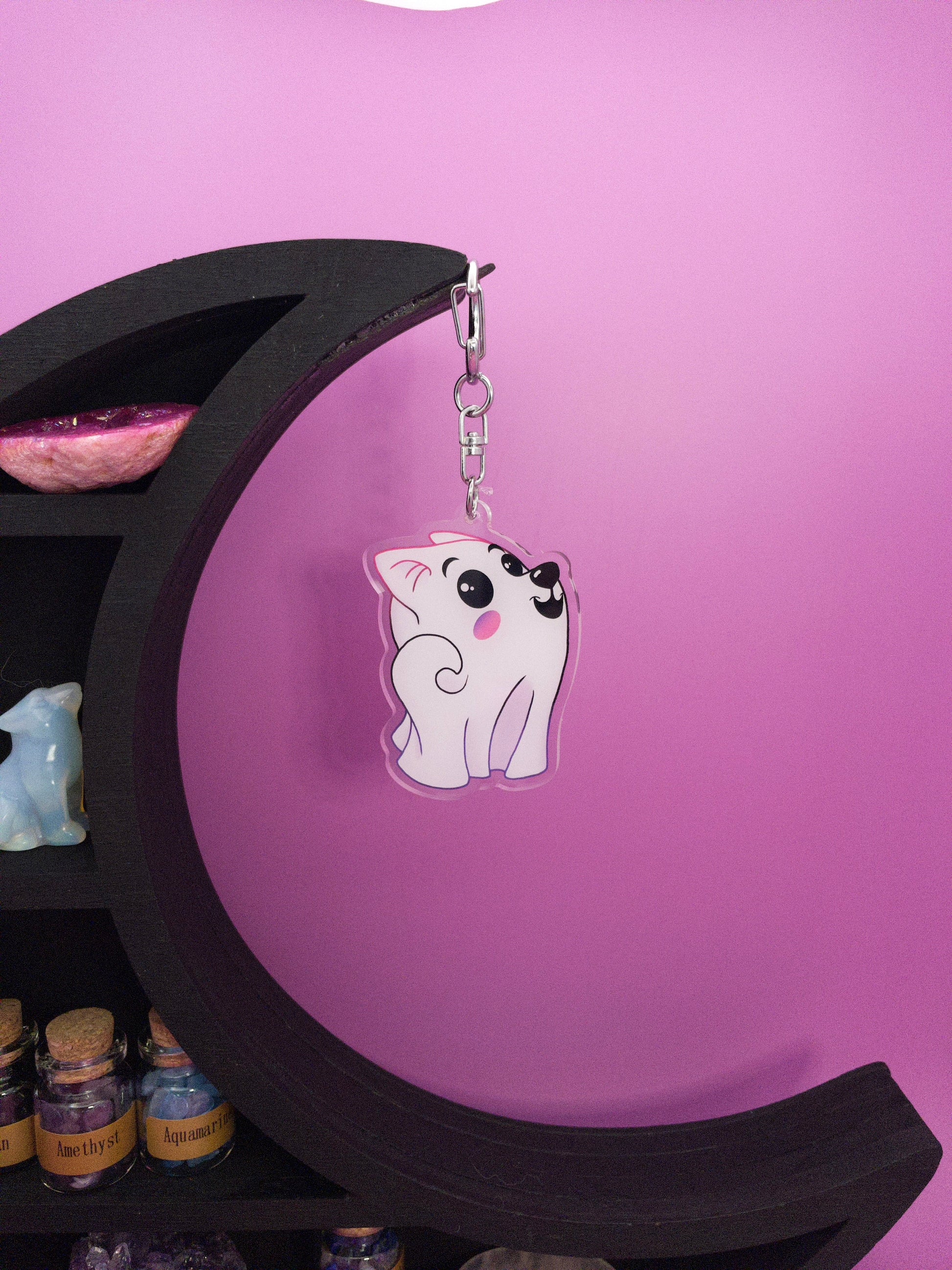 Ghost Pup Tail Keychain Shadowolf Art