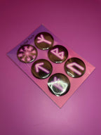 Lilac Viking/Norse Rune Badge Pack - Set 1 - Vegvisir, Algiz, Tiwaz, Berkana, Fehu and Urus Shadowolf Art
