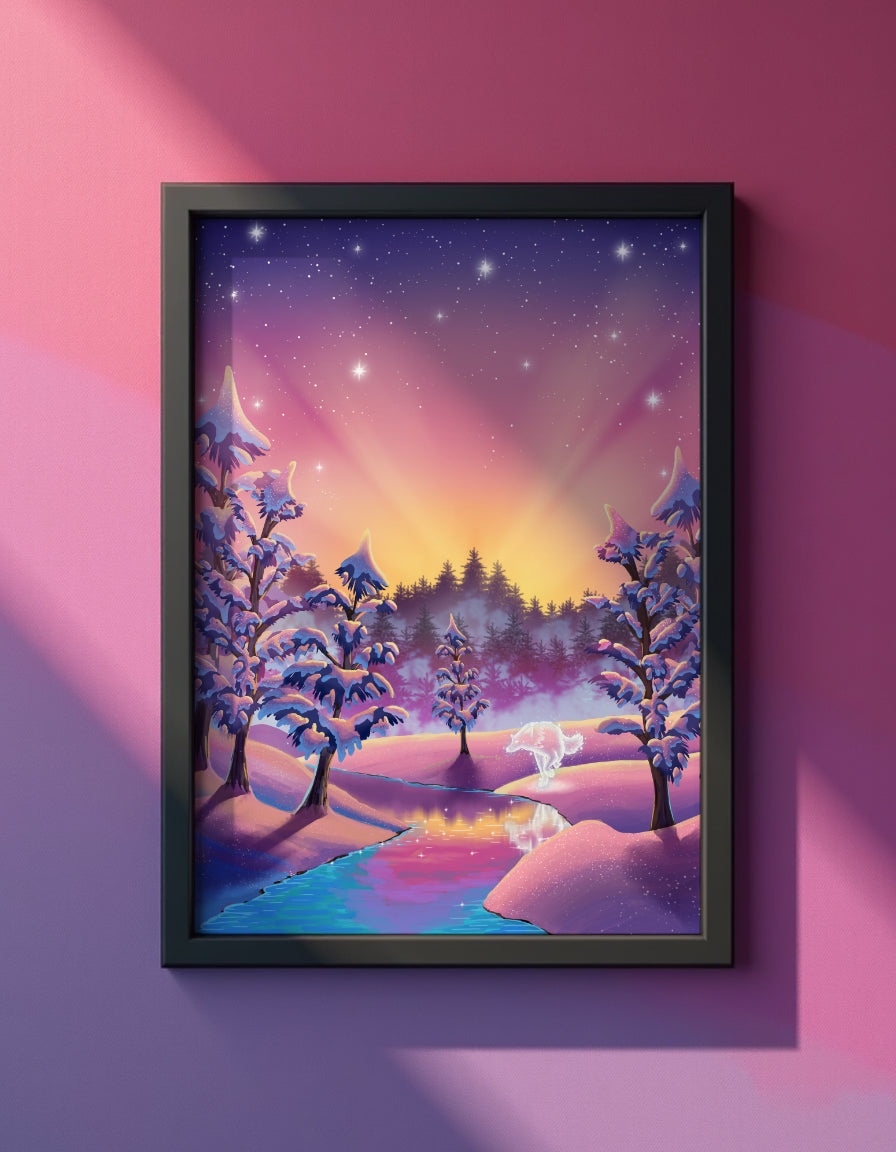 Beneath the Aurora Silence Art Print Shadowolf Art