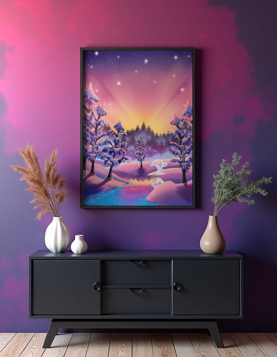 Beneath the Aurora Silence Art Print Shadowolf Art