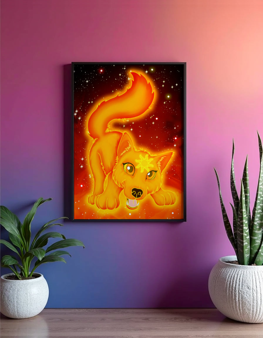 Cute Solar Wolf Art Print Shadowolf Art