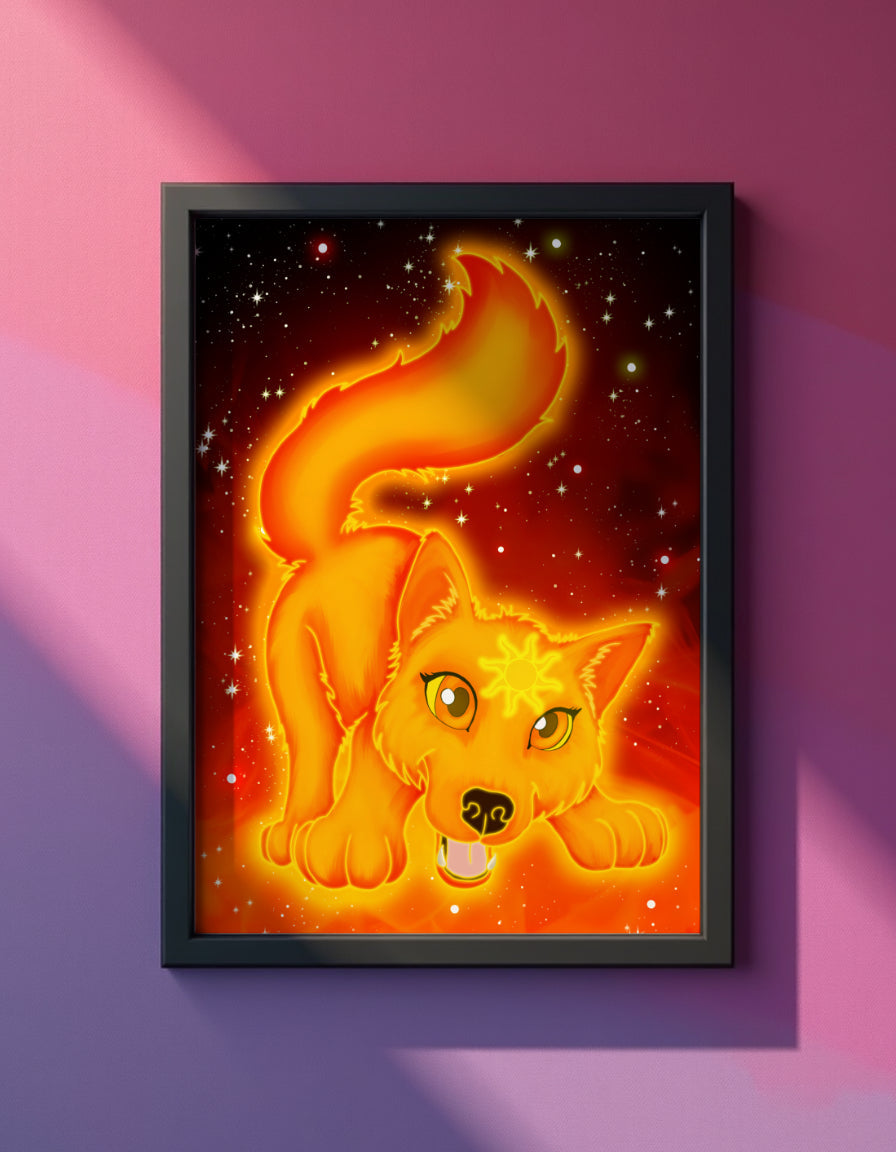 Cute Solar Wolf Art Print Shadowolf Art