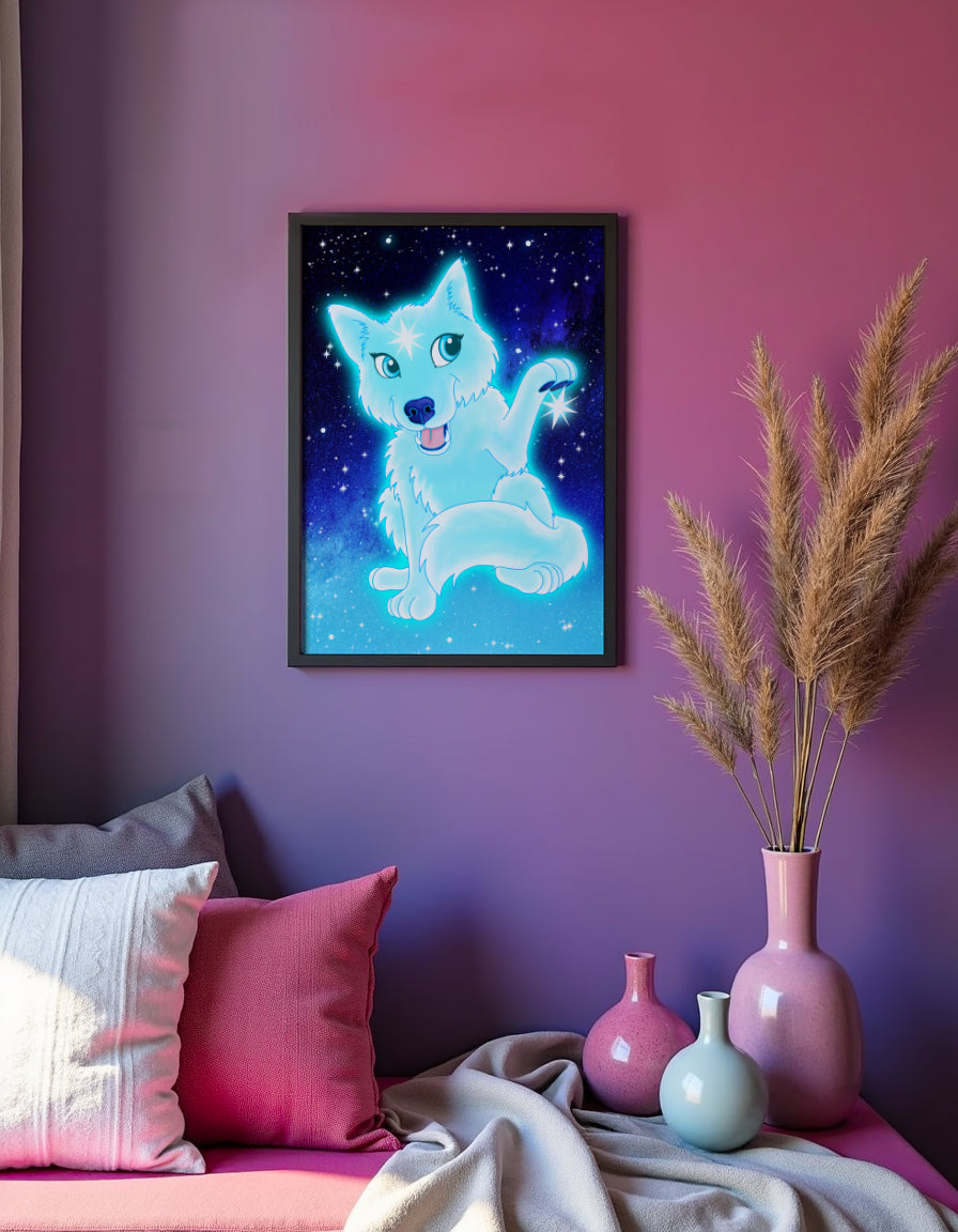 Cute Star Wolf Art Print Shadowolf Art