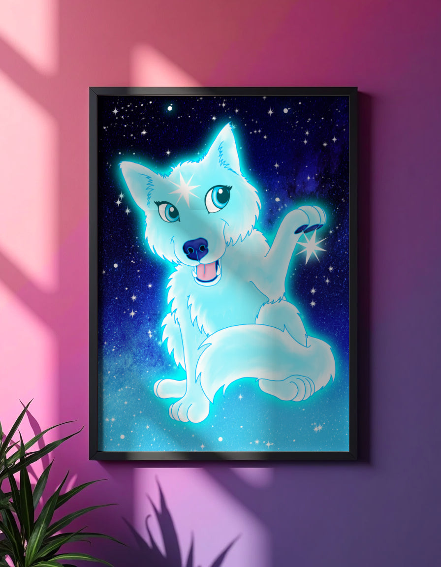 Cute Star Wolf Art Print Shadowolf Art