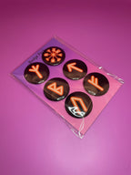 Orange Viking/Norse Rune Badge Pack - Set 1 - Vegvisir, Algiz, Tiwaz, Berkana, Fehu and Urus Shadowolf Art