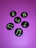 Viking and Norse Rune Art Button Badge Pack - Set 2 - Red, Orange, Yellow, Green, Blue, Purple or Pink.&nbsp; Shadowolf Art