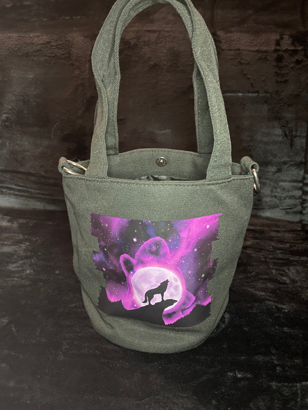 Howling at the Purple Moon Canvas Bag Shadowolf Art