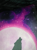 Howling at the Purple Moon Square Throw Pillow Shadowolf Art