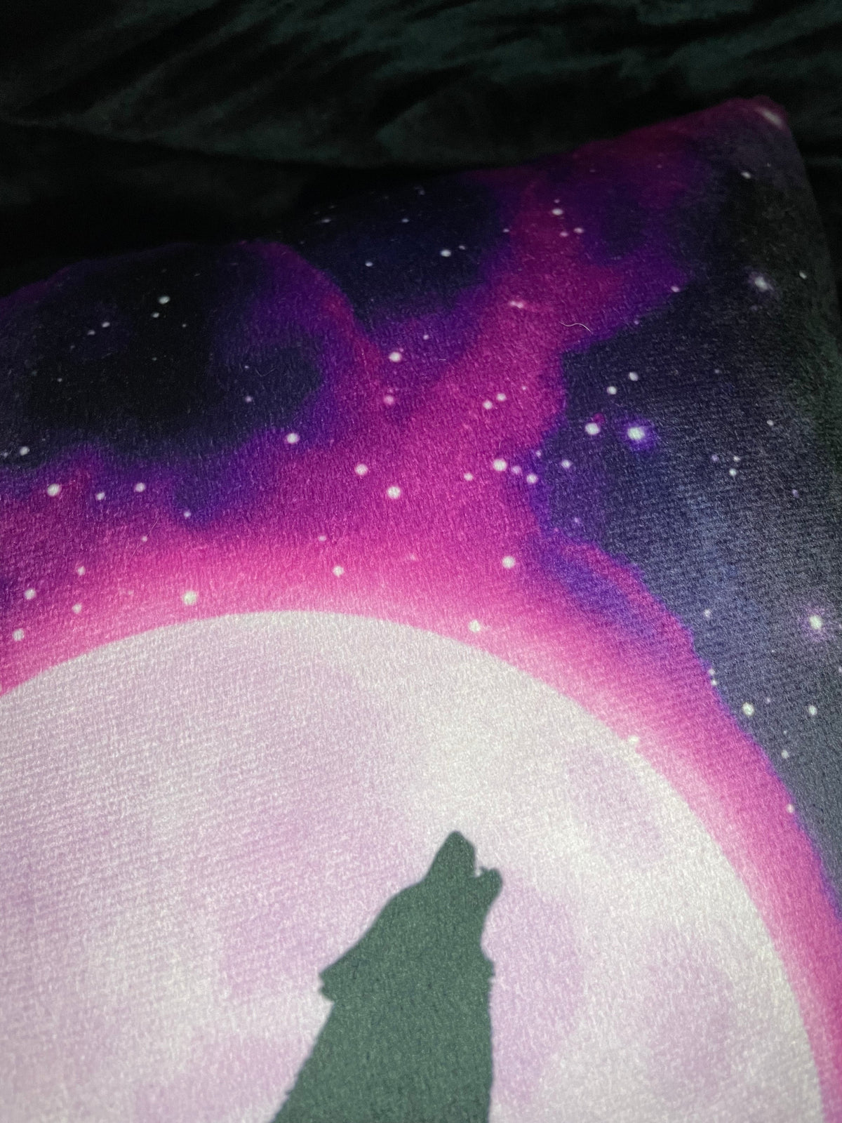 Howling at the Purple Moon Square Throw Pillow Shadowolf Art