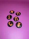 Viking and Norse Rune Art Button Badge Pack - Set 2 - Red, Orange, Yellow, Green, Blue, Purple or Pink.&nbsp; Shadowolf Art