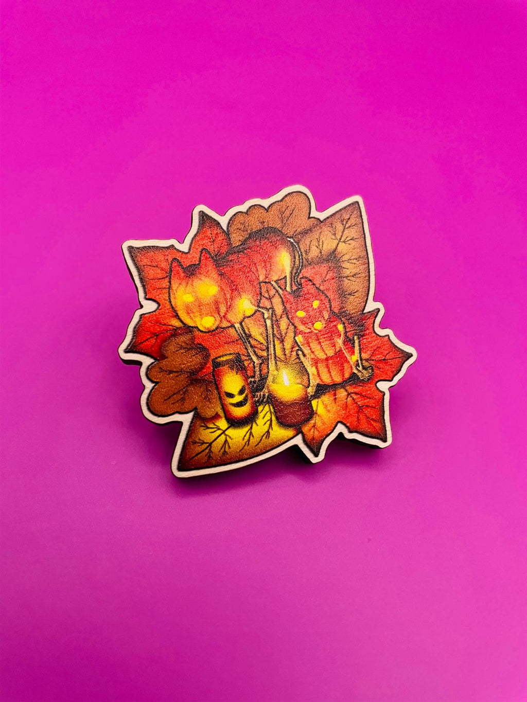Halloween 2024 Wooden Pin Shadowolf Art