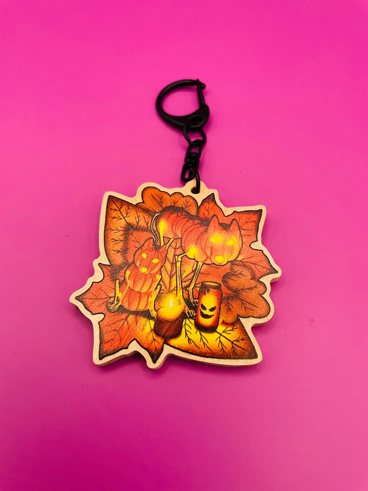 Halloween 2024 Wooden Keychain Shadowolf Art
