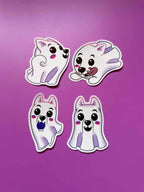 Pack of 4 Ghost Pup Fantasy Stickers Shadowolf Art